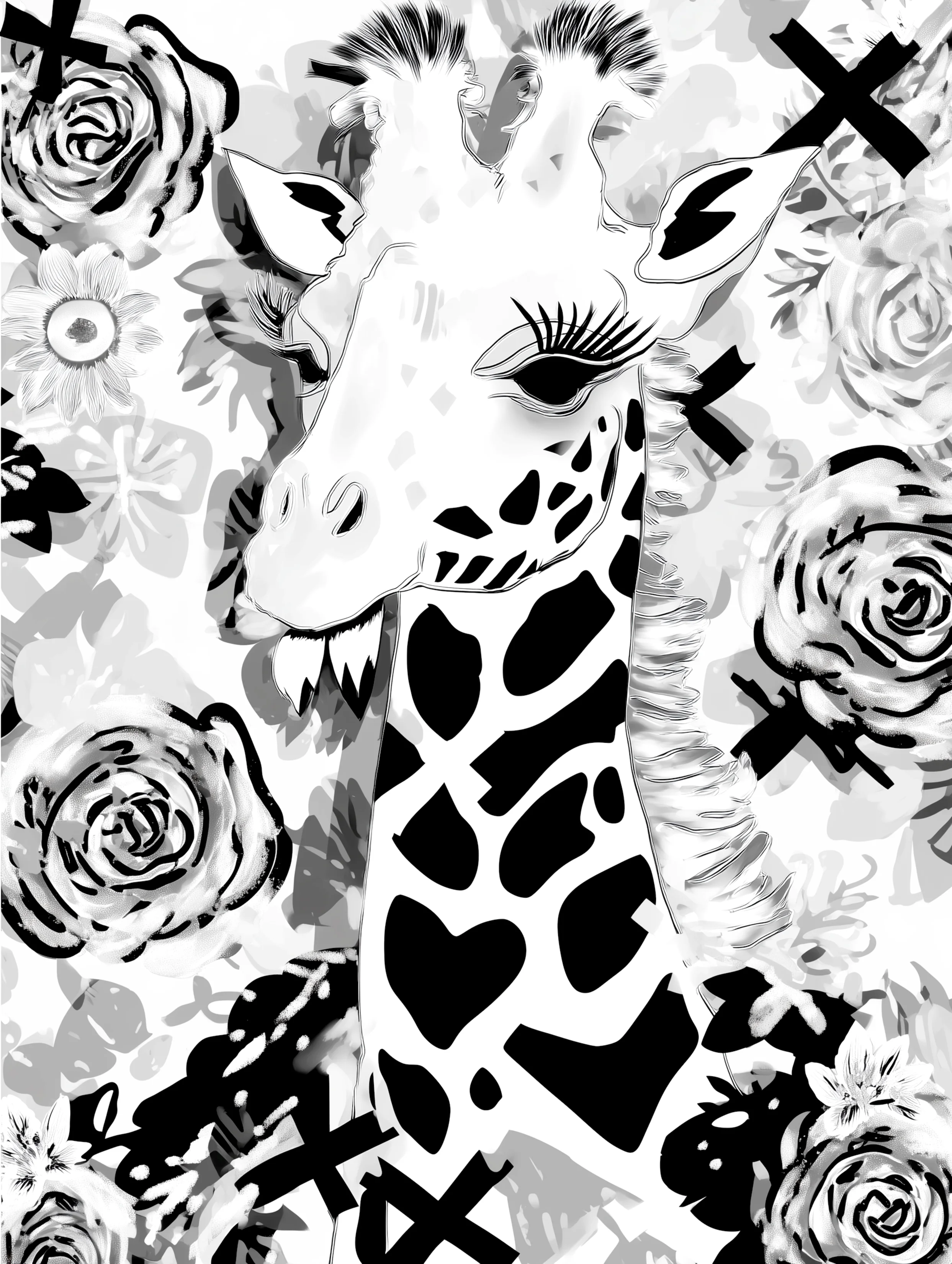 Free printable giraffe coloring page featuring x marks giraffe coloring page